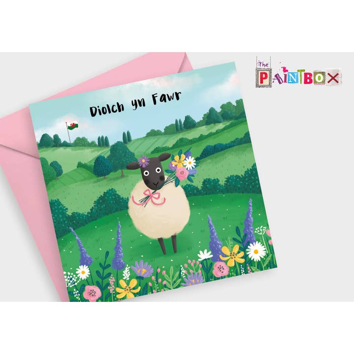 Diolch yn fawr - Thank you very much Welsh Sheep x6 Cards for wholesale by The Paintbox