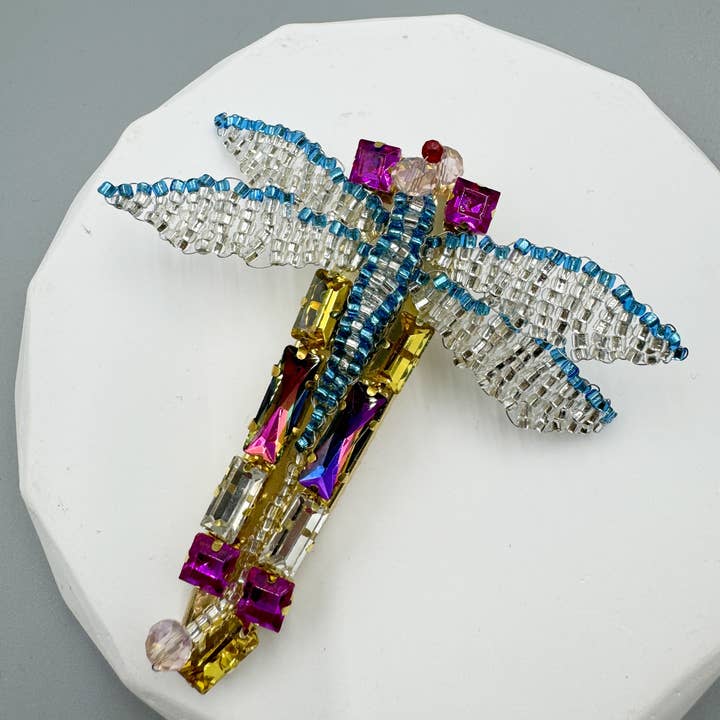 Ole – Engroshandel Hårspænde - Dame – Dragonfly Seed Bead Rhinestone Hair Duckbill Clip1
