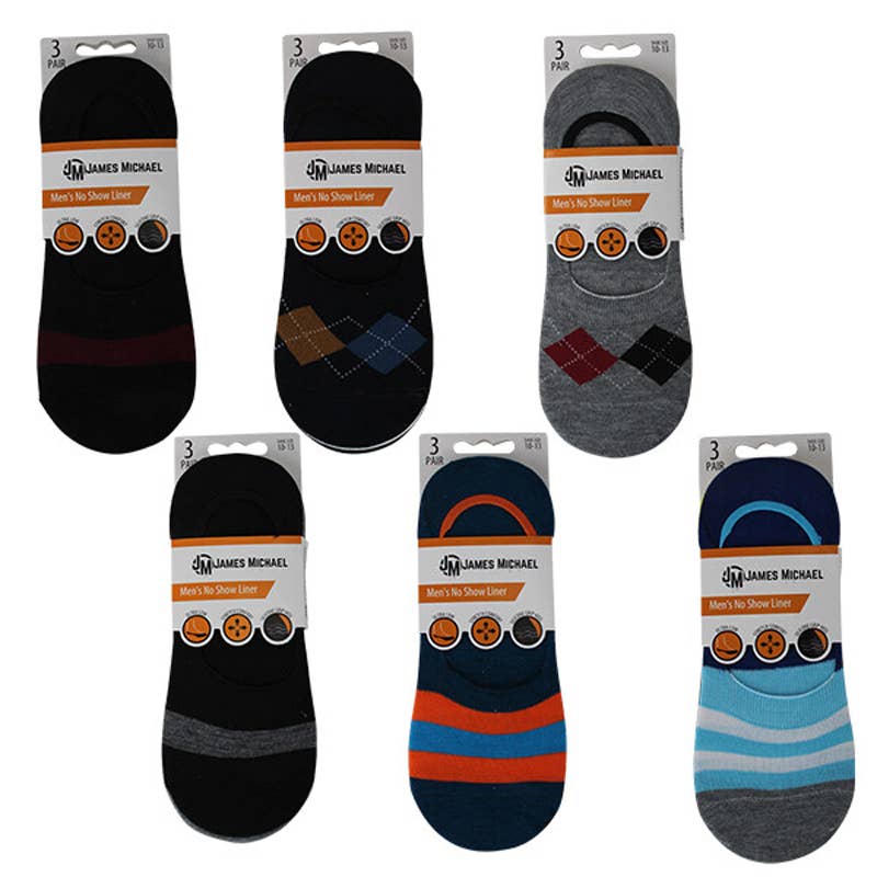 Deluxe Import Trading - Wholesale Socks - Women's - JM No Show Liner Socks 3PK Printed0