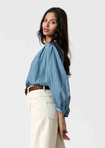 The Korner - USA - Vendita all'ingrosso Camicetta - Donna - T24219128-Camicetta a righe in cotone da donna10