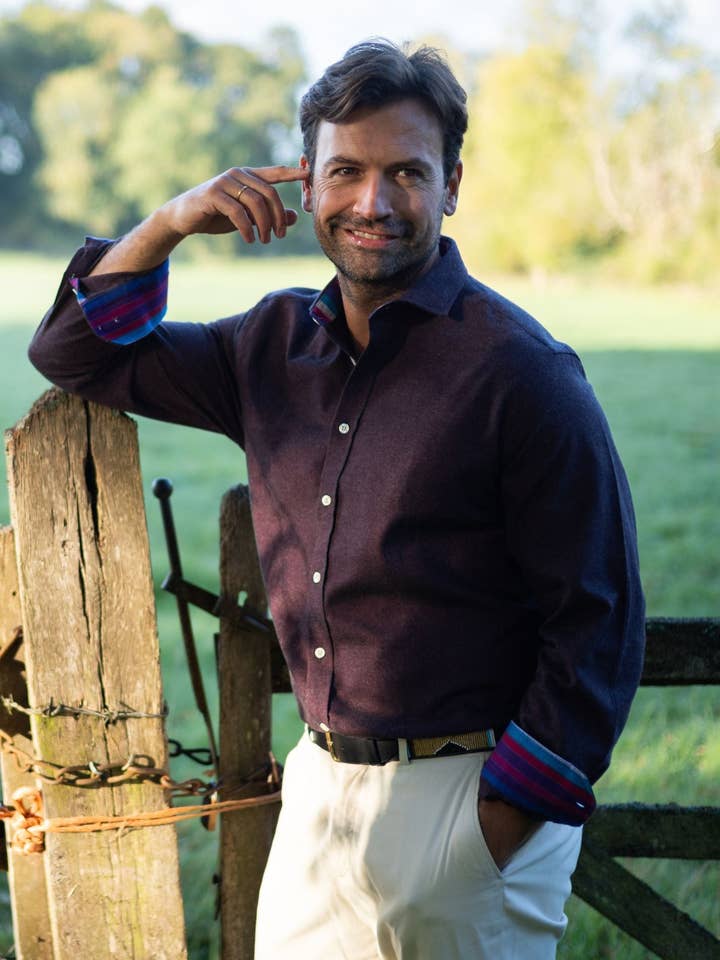 Camicia in Cotone-Cashmere Borgogna per la vendita all'ingrosso da parte di KOY CLOTHING