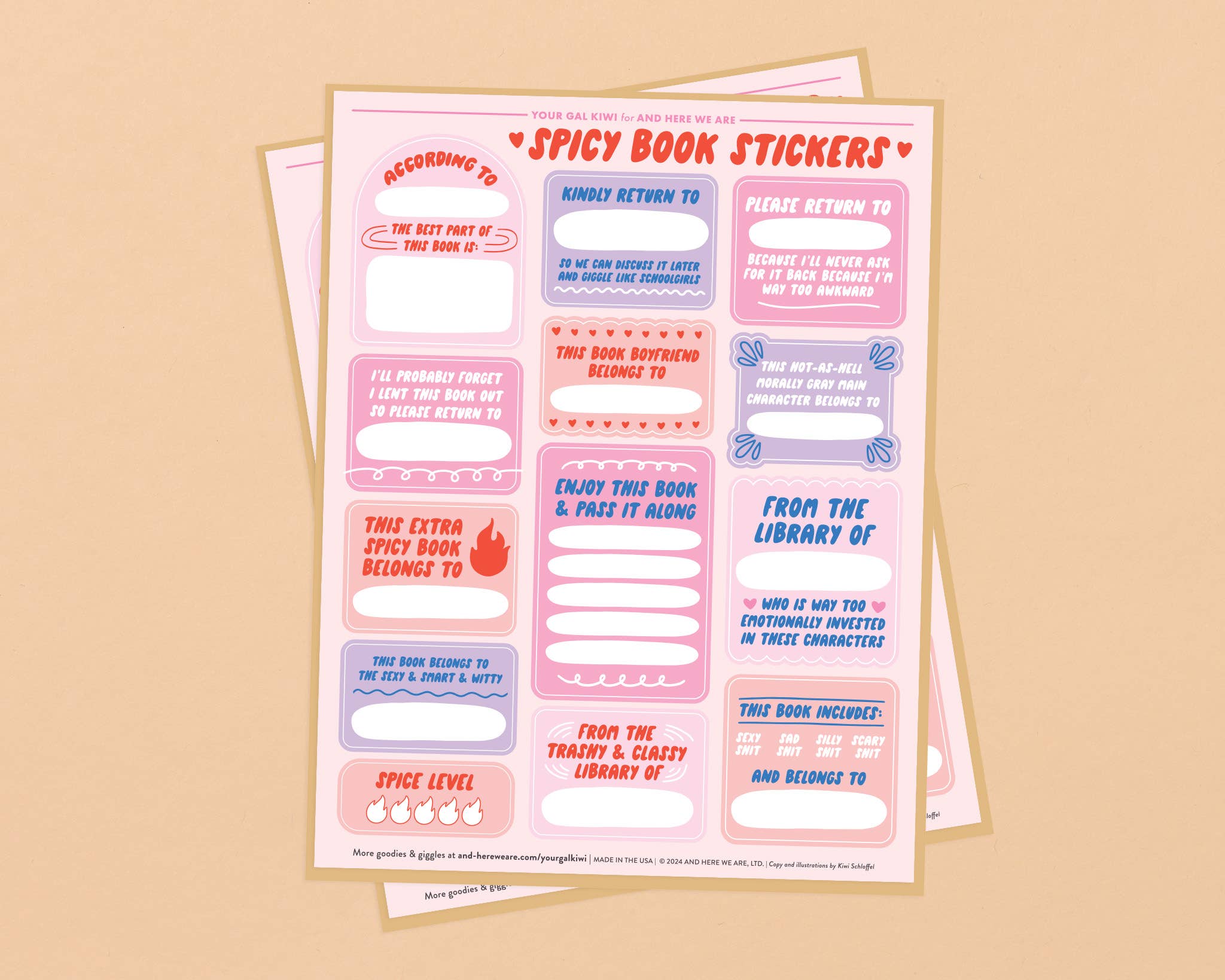 And Here We Are - Wholesale Book Plate - Spicy Book Plate Sticker Sheets (2) - Romance, Smut, Sexy books - Stocking stuffer, Holiday, Gift Guide1