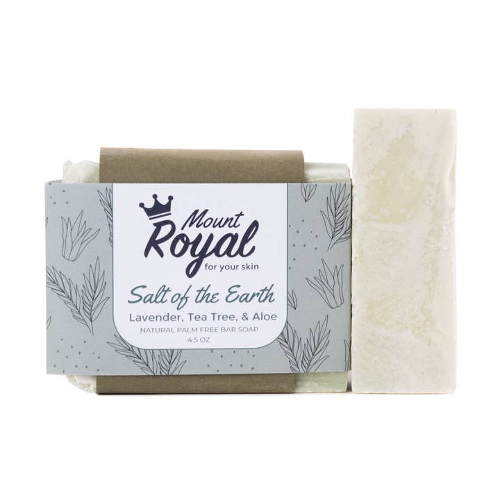 Jordens salt - Lavendel, Tea Tree & Aloe Bar for engroshandel hos Mount Royal Soaps