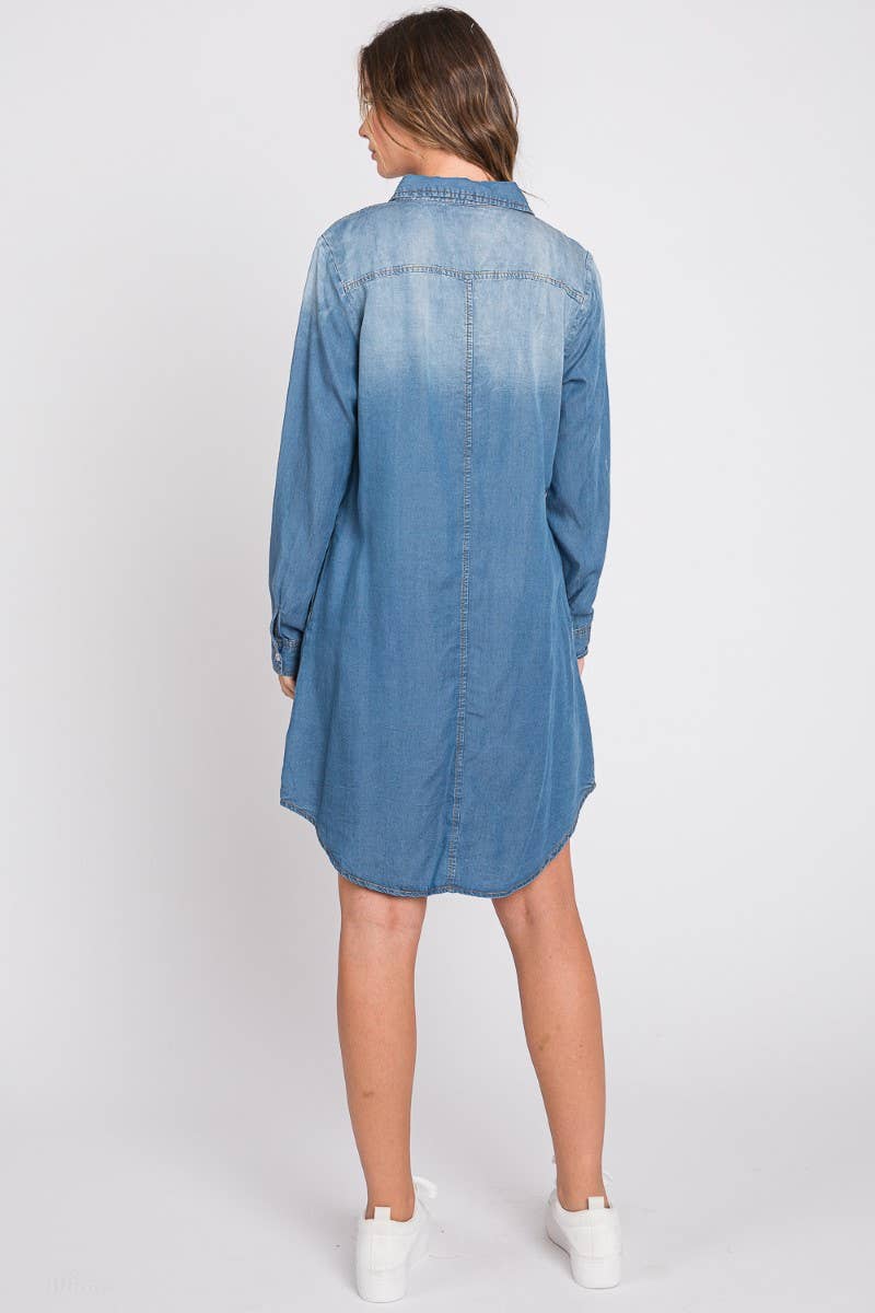 ZiA Apparel - Wholesale Dress - Women's - Washed Shirts Denim Dress 17