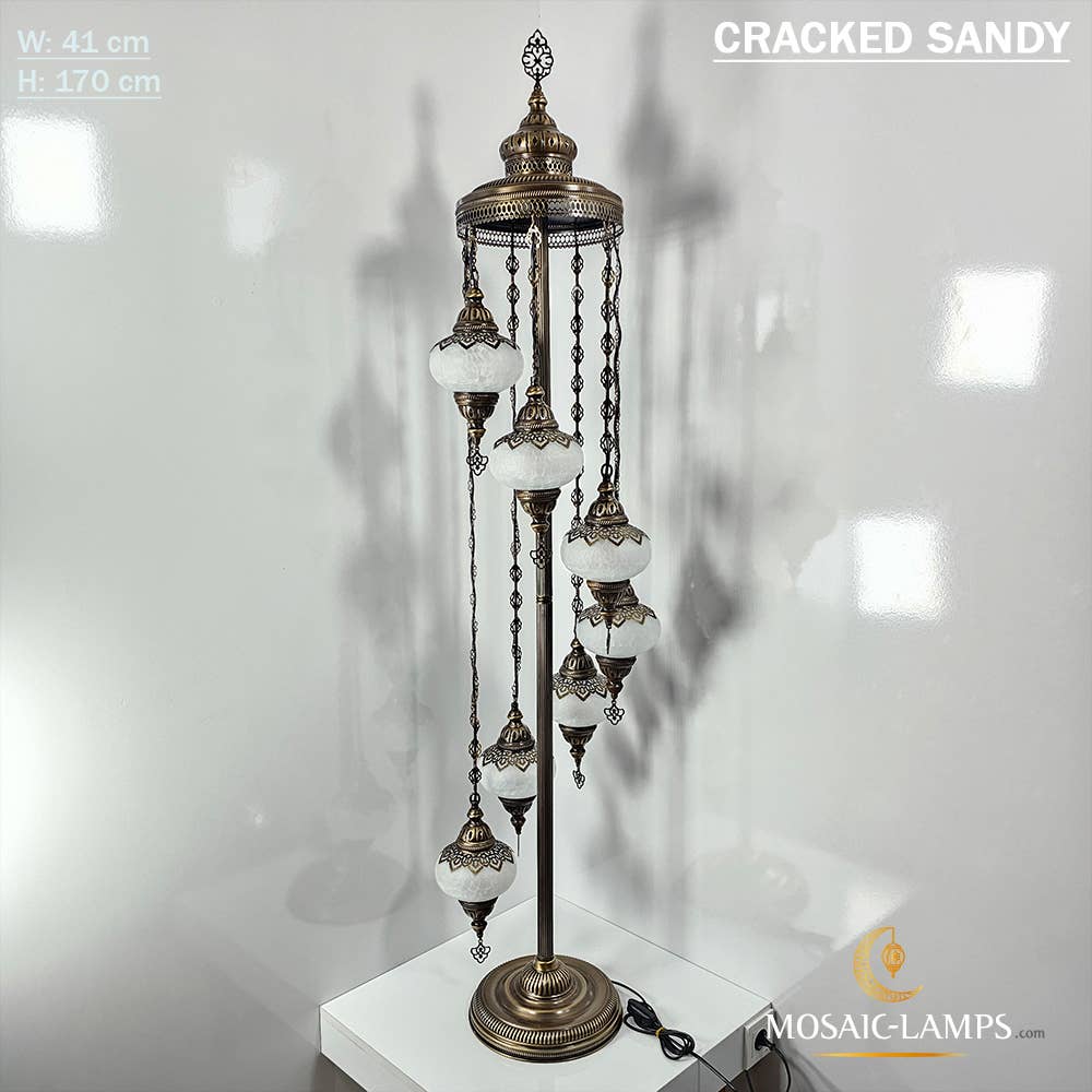 Mosaic Lamps – Engroshandel Gulvlampe – 7 Cracked Clear Globe tyrkiske gulvlamper, Stue Bedsi17