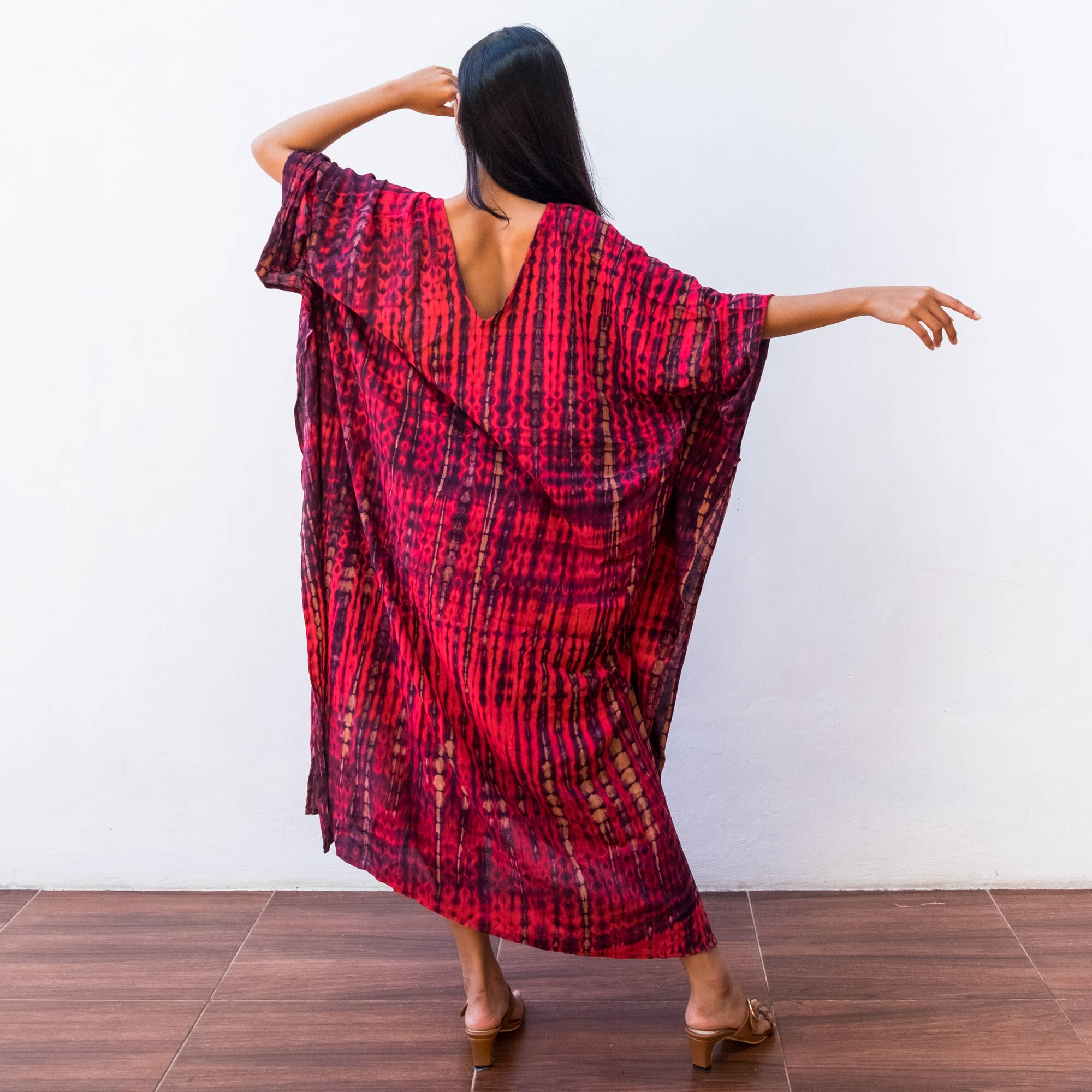 Bali Harvest - Venta al por mayor Caftán - Mujer - Vestido caftán con efecto tie dye (rojo) - Sun Dress Beach Resort Wear4