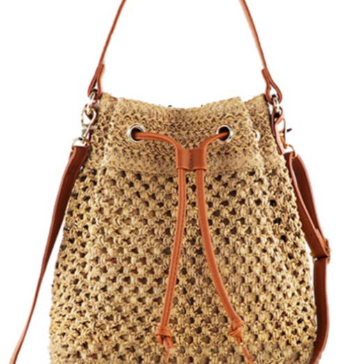 Khaki Noah Woven Bucket Bag for wholesale on Faire