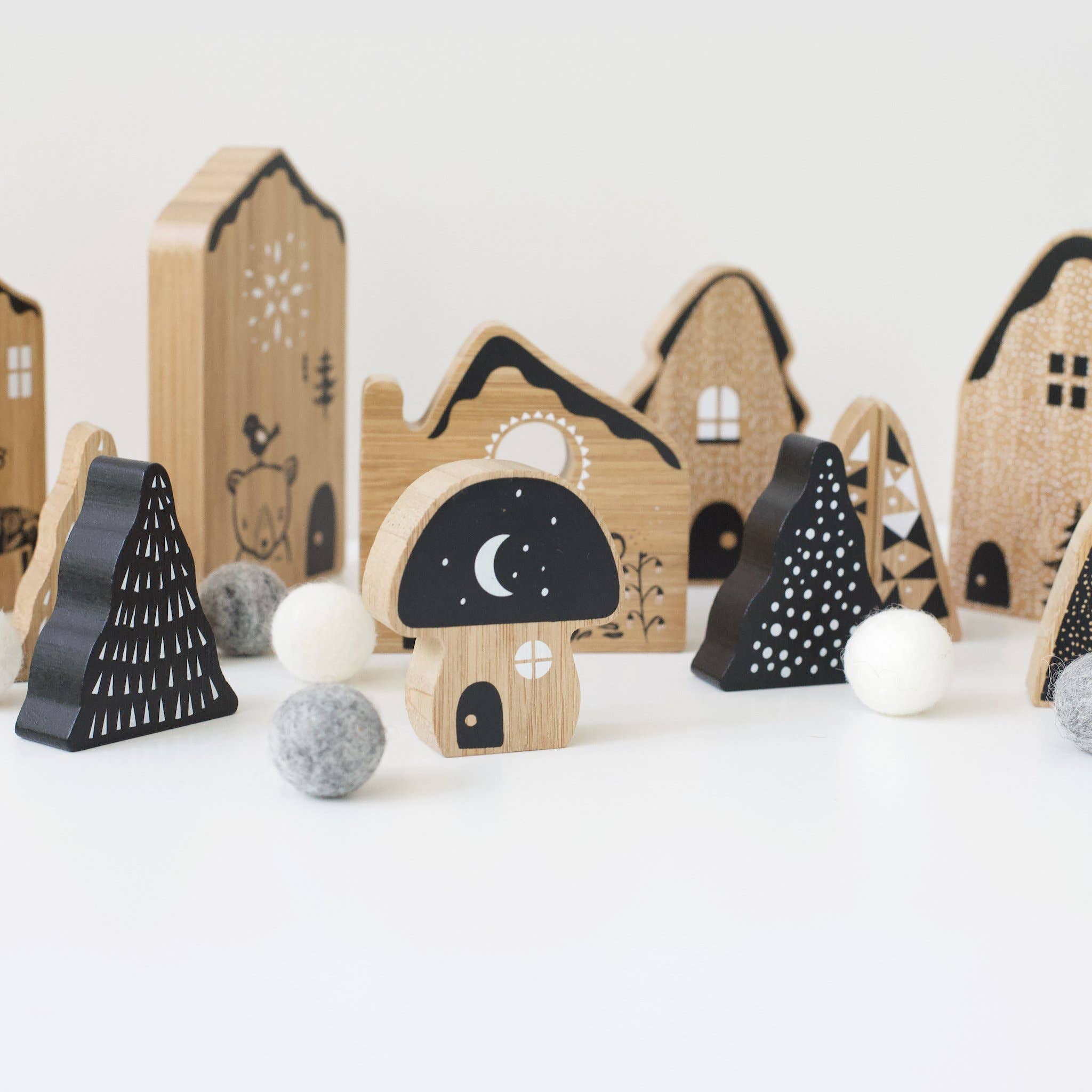 Wee Gallery - Wholesale Wood Toy - Kids - Woodland Village - Wooden Fantasy House Blocks Set5