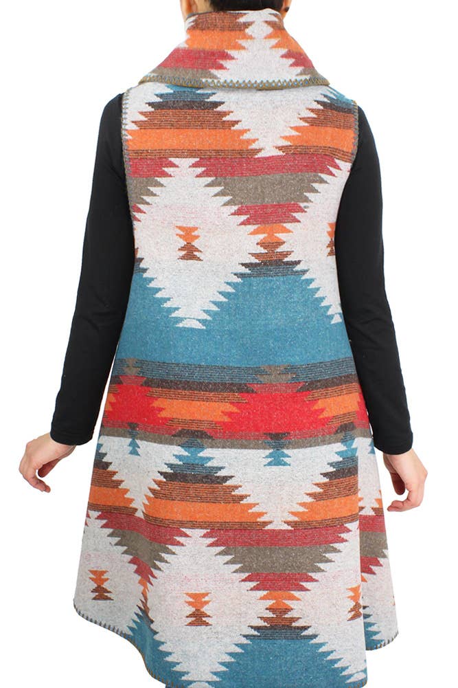 Hana - Venta al por mayor Chaleco de abrigo - Mujer - Chaleco redondo estampado western10