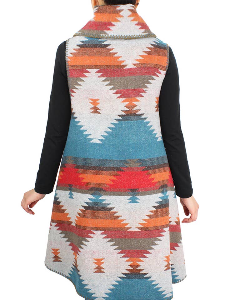 Hana - Venta al por mayor Chaleco de abrigo - Mujer - Chaleco redondo estampado western10