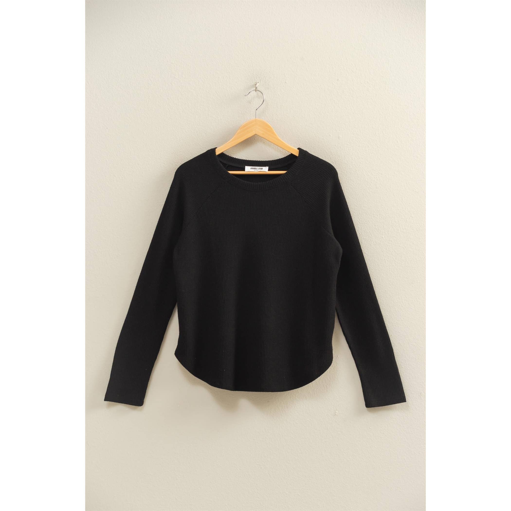 Double Zero - Wholesale Shirt - Women's - Brushed Waffle Raglan Long Sleeve Casual Top3