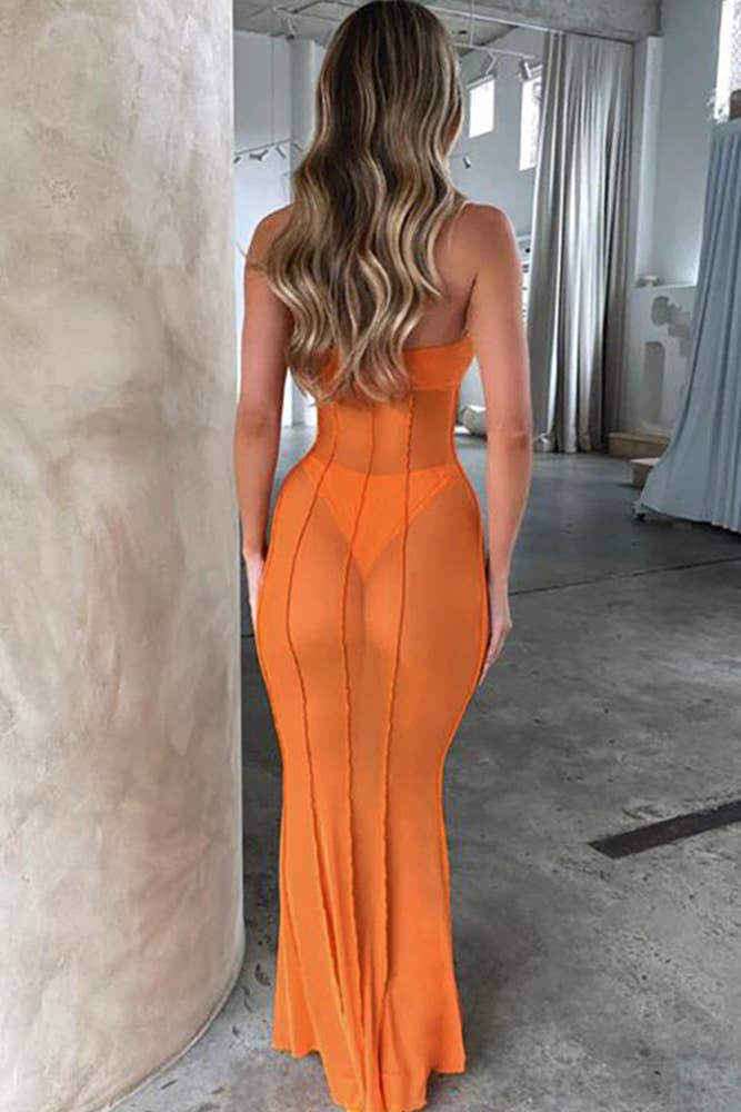 UNISHE - Wholesale Dress - Women's - Spring Summer Off Shoulder See Through Mesh Dress ZK12343