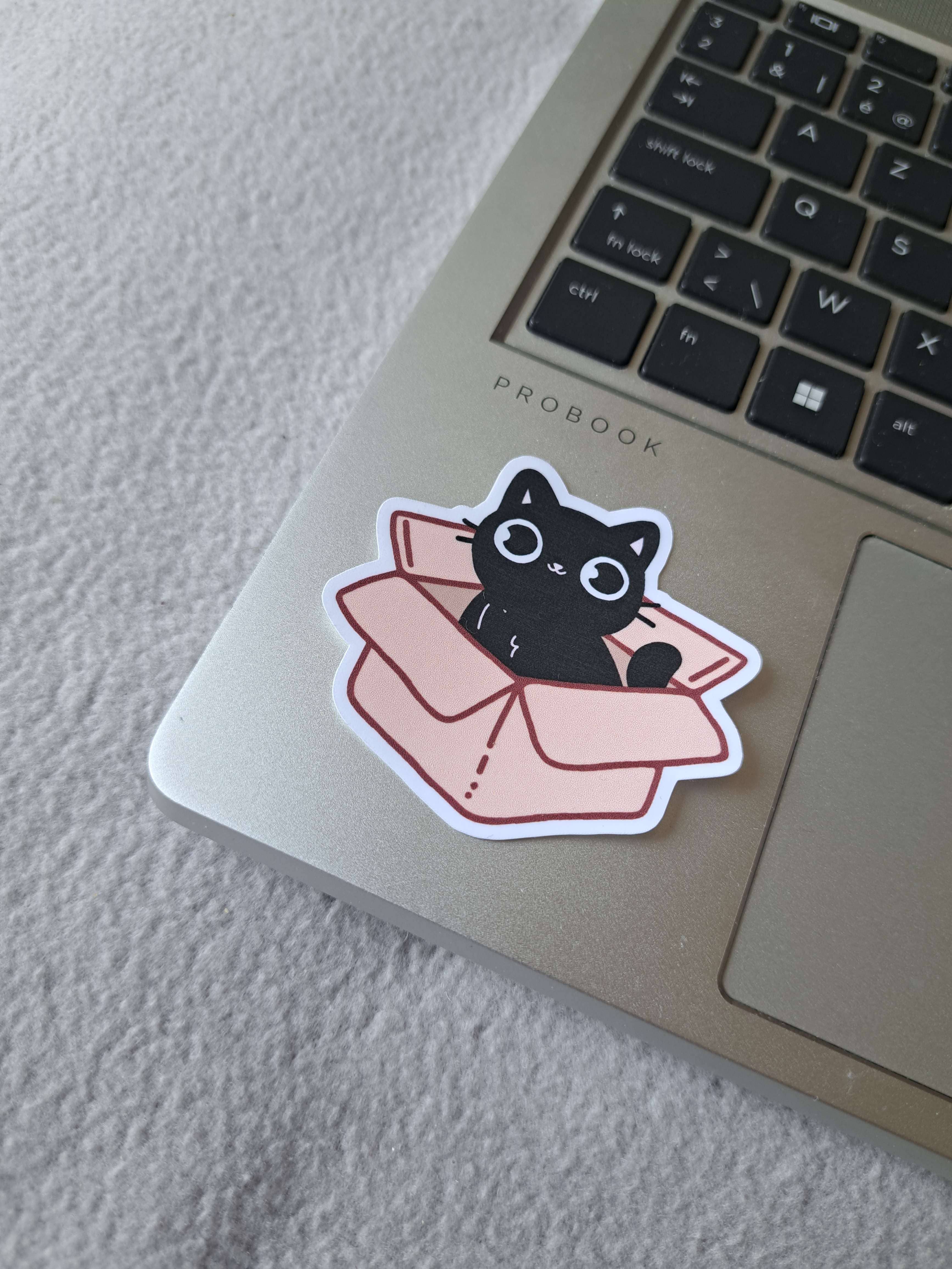 x The Fancy Firefly - Wholesale Sticker - Cute Black Cat in Box - Waterproof Die-cut Sticker3