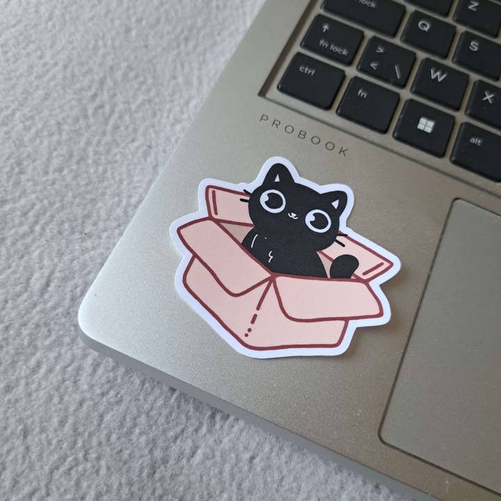 x The Fancy Firefly - Wholesale Sticker - Cute Black Cat in Box - Waterproof Die-cut Sticker3