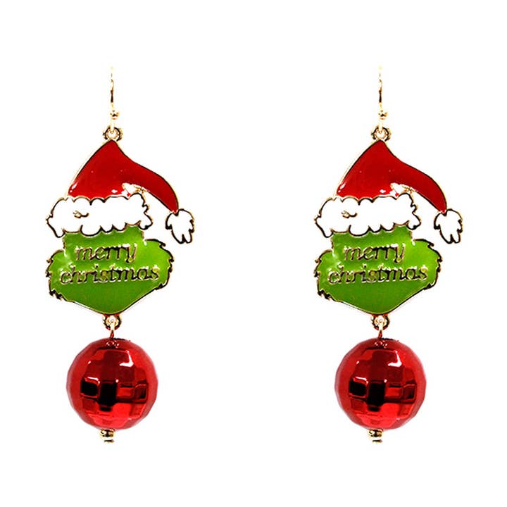 Feliz Natal Grinch com Brinco de Bola Vermelha por atacado de What's Hot