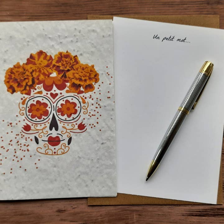 Des Mots Qui Fleurissent – Engroshandel Hverdagshilsen kort – Kort til plantning - Dia de los Muertos1