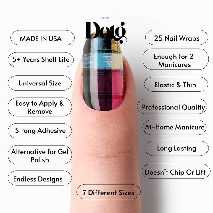 Design on The Go Studio - Wholesale Nail art/decal - Grunge Plaid Nail Wraps DIY Manicure & Pedicure Stickers4