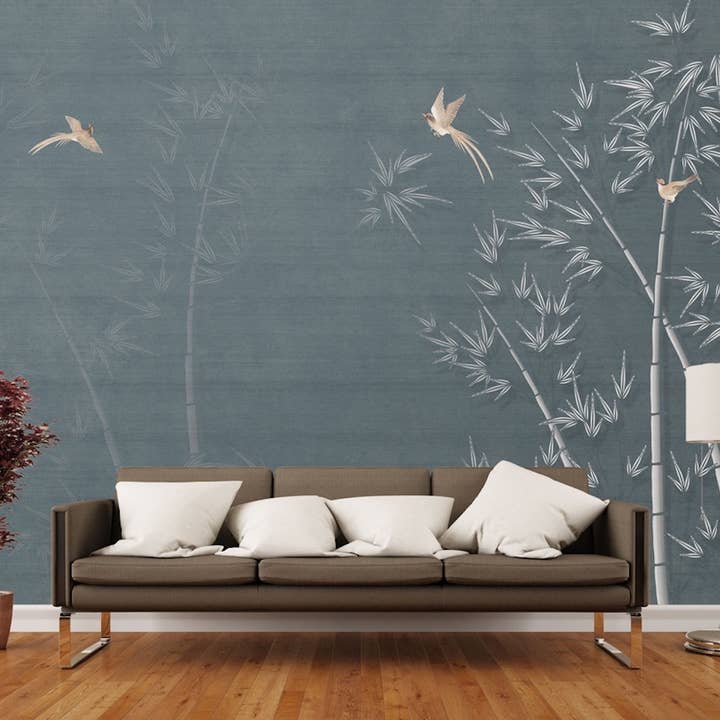 GK Home Decor – wholesale Tapetrulle – Mörk blommig akvarell skog asiatisk flyttbar tapet