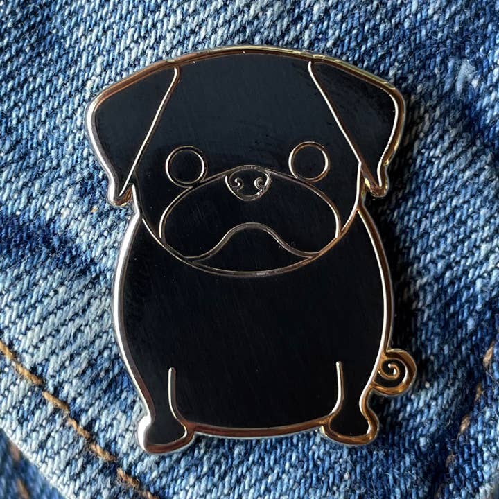 Black Pug Dog Enamel Pin for wholesale by Chameleon & Co