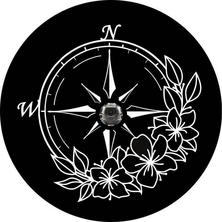 Dirty Acres – Engroshandel Dekorativ bilamulet – unisex – Flower Compass 2 sort reservedækdæksel1