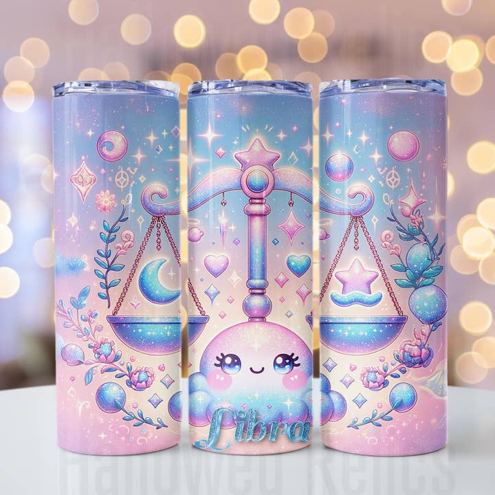Kawaii Libra Zodiac Celestial Steel Tumbler Gift for wholesale by Hallowed Relics
