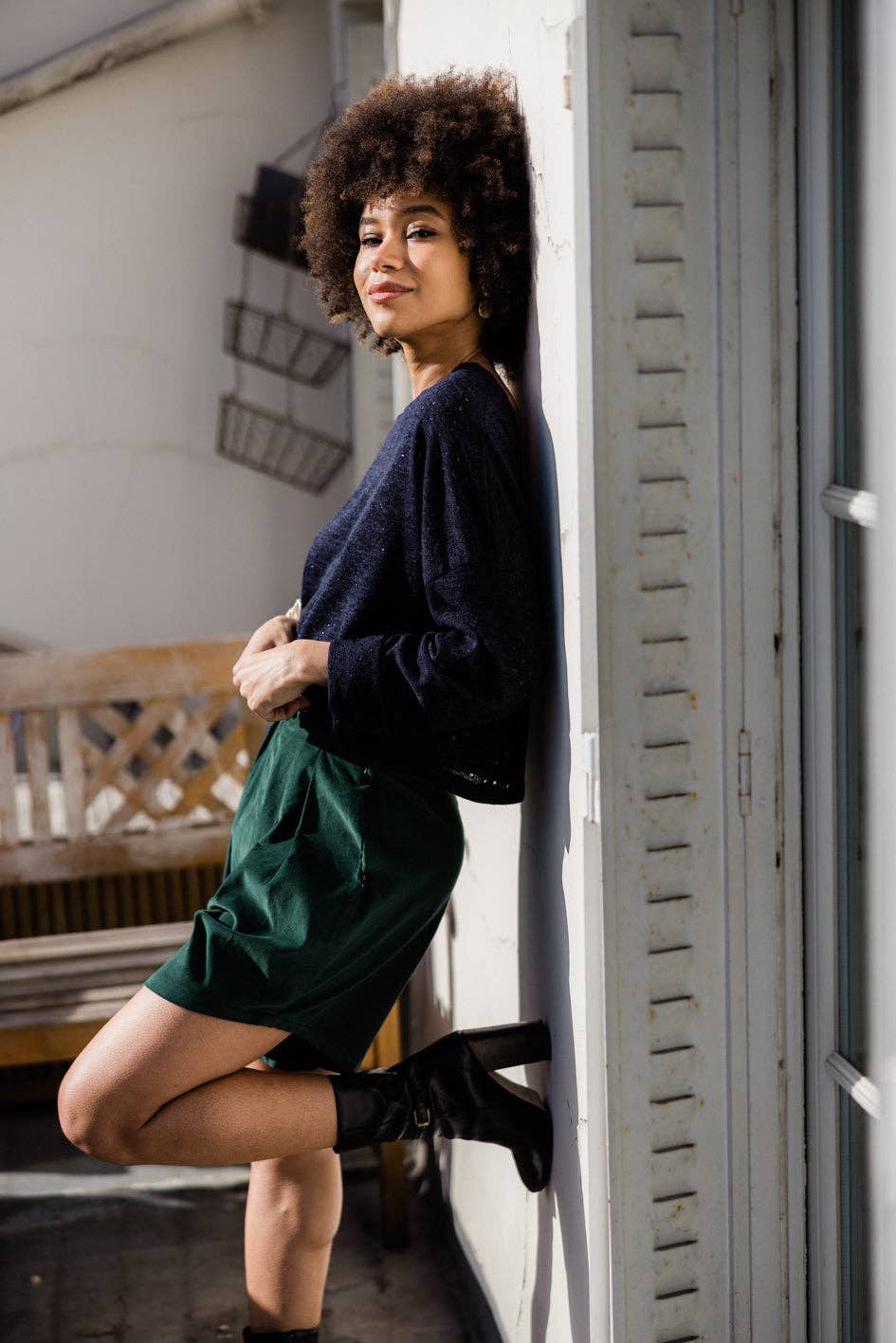 madame-en-soie – Calções – Mulher por atacado – Calções em Veludo "Gwenaëlle" - Elegância e Conforto em Algodão Verde6