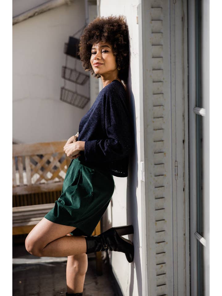 madame-en-soie – Calções – Mulher por atacado – Calções em Veludo "Gwenaëlle" - Elegância e Conforto em Algodão Verde6