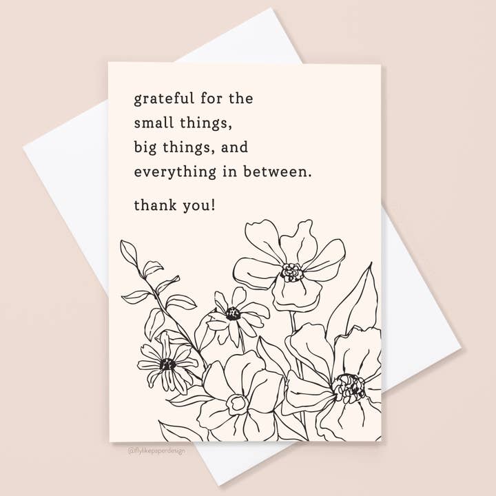 Floral Thank You Card for wholesale by Fly Like Paper Design