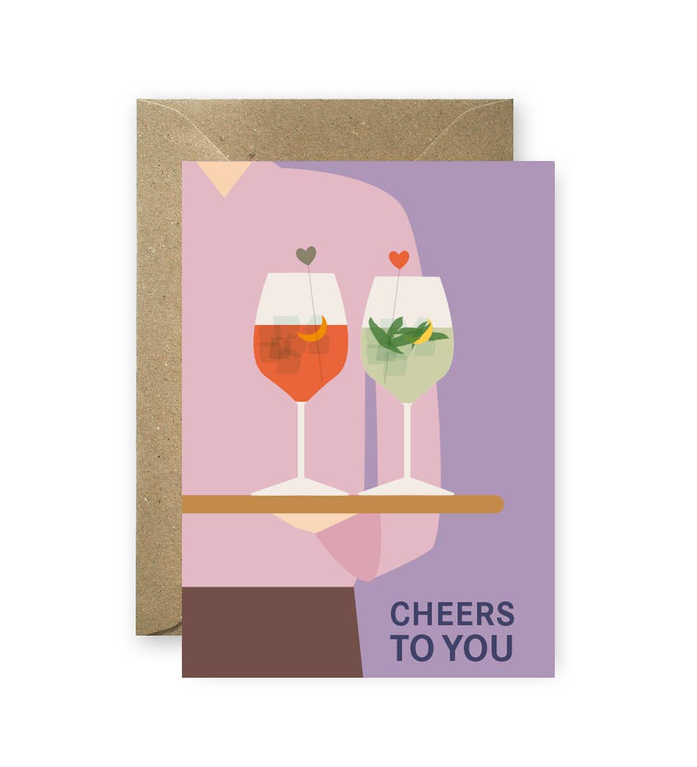 Linienwerk - Vendita all'ingrosso Biglietti di auguri generici - Biglietto pieghevole « Cheers to You » con busta0