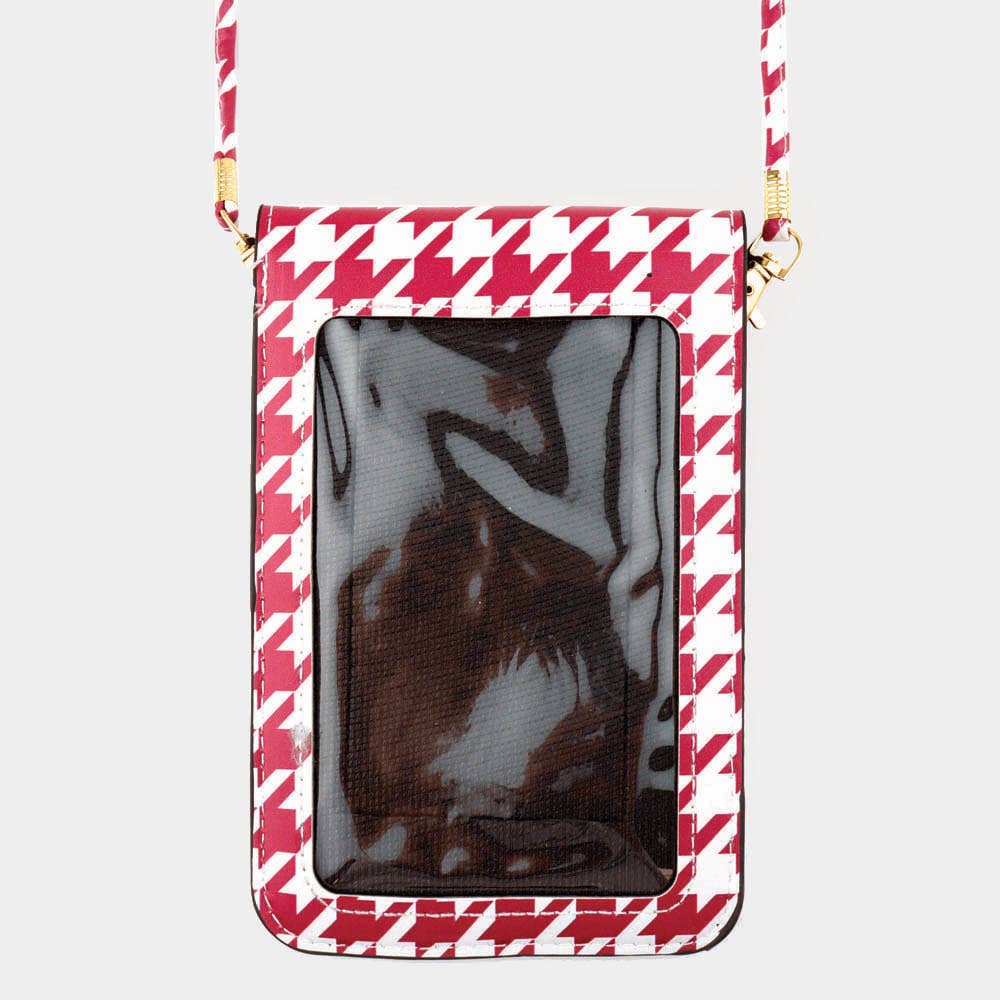 Sensibling Corp. - Vente Sac à bandoulière – femme - Sac à bandoulière pour téléphone portable Touch View à motif pied-de-poule1