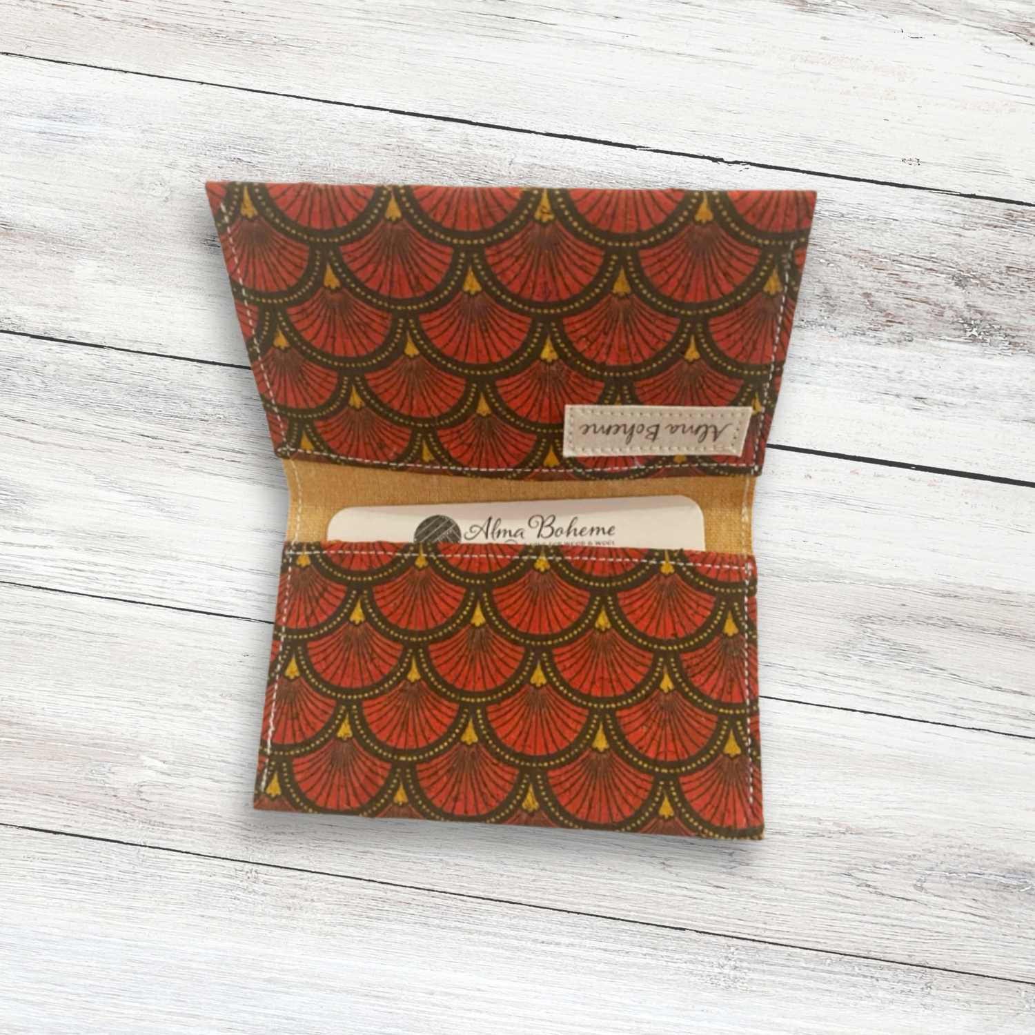 Alma Boheme Handmade - Vente Portefeuille – femme - Portefeuille pliant en liège avec motifs nature - Porte-cartes32