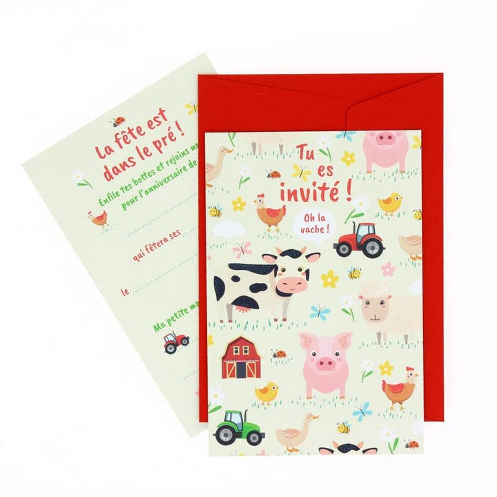 6 Farm Animal Invitations for wholesale by Annikids