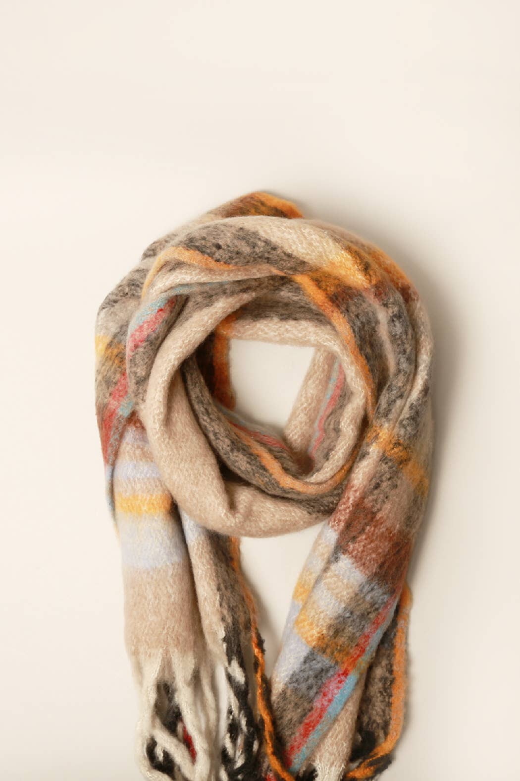 Fashion City - Wholesale Scarf - Women's - Women's Multi Stripe Cozy Scarf w Fringe4