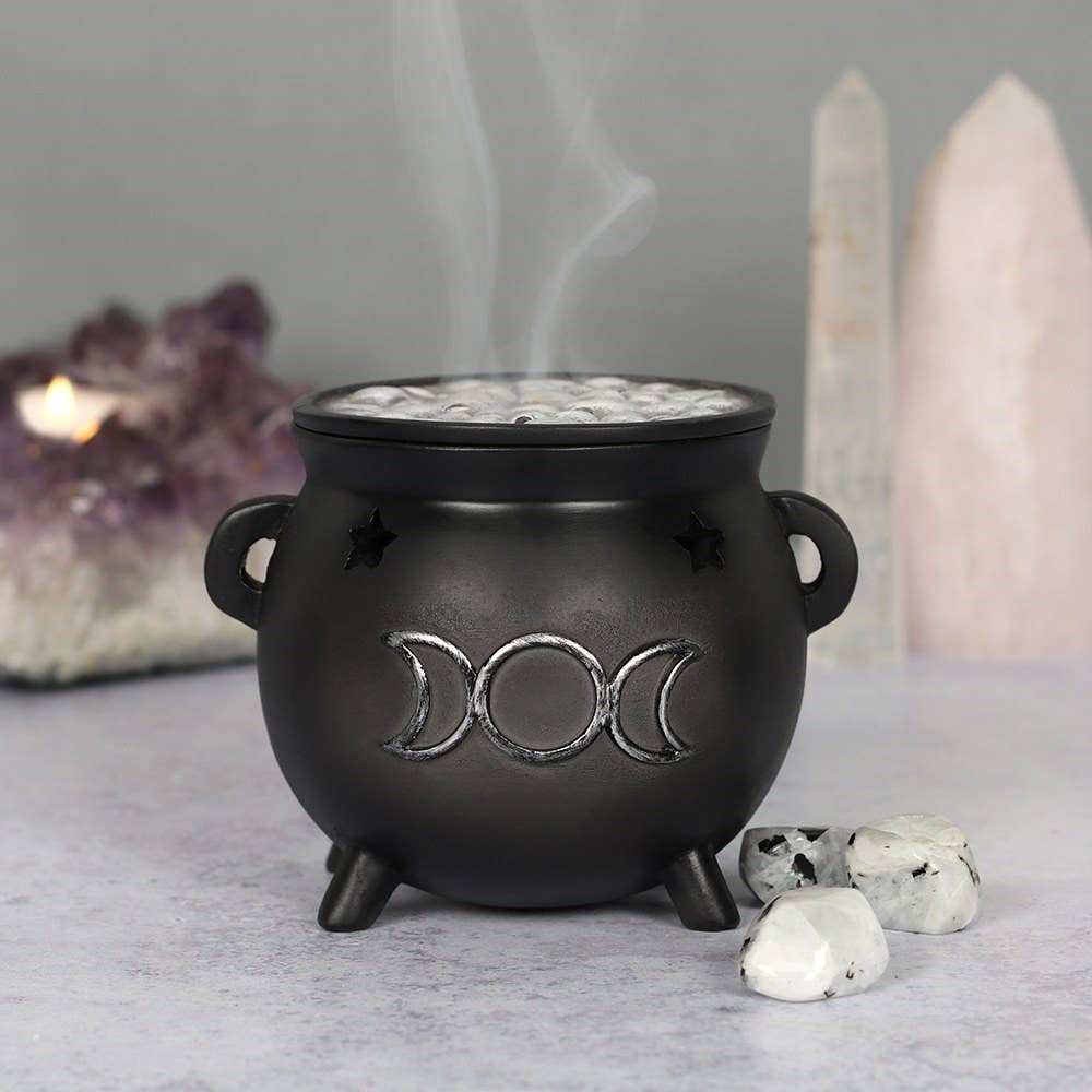 Something Different Wholesale – wholesale Incense holder – Gothic Triple Moon Cauldron Incense Cone Holder