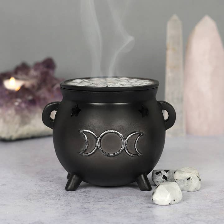 Something Different Wholesale - Wholesale Incense Holder - Gothic Triple Moon Cauldron Incense Cone Holder
