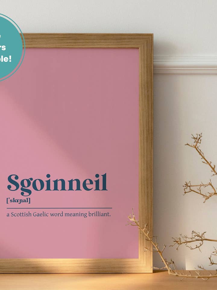 Sgoinneil Brilliant Well Done Congrats Gaelic Dictionary UNFRAMED PRINT for wholesale by Kalloway Design