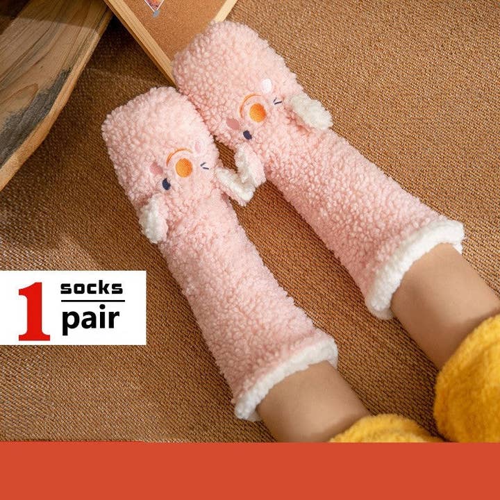 FurDecoration - Wholesale Socks – Women's - Winter Warm Thick Fleece Lining With Pocket Non-Slip Indoor Socks3