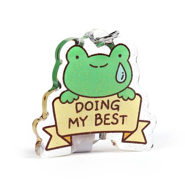 Wanderella - Wholesale Keychain - Women's - Kawaii Green Frog Keychain with Glitter Charm