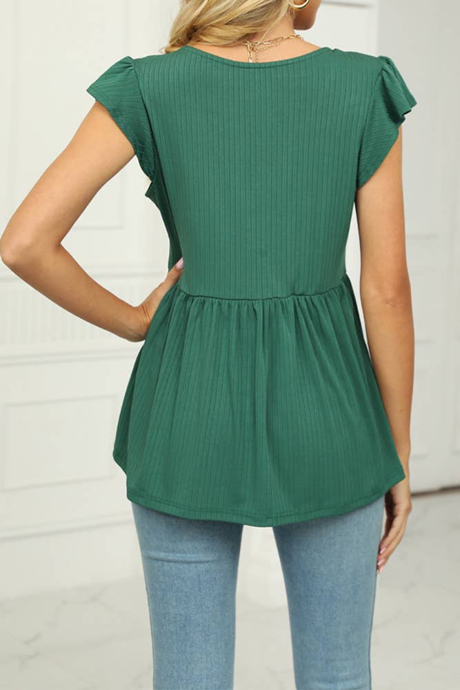 UNISHE - Wholesale Tunic - Women's - V Neck Splicing Flowy Knitting Top ZZKF82011