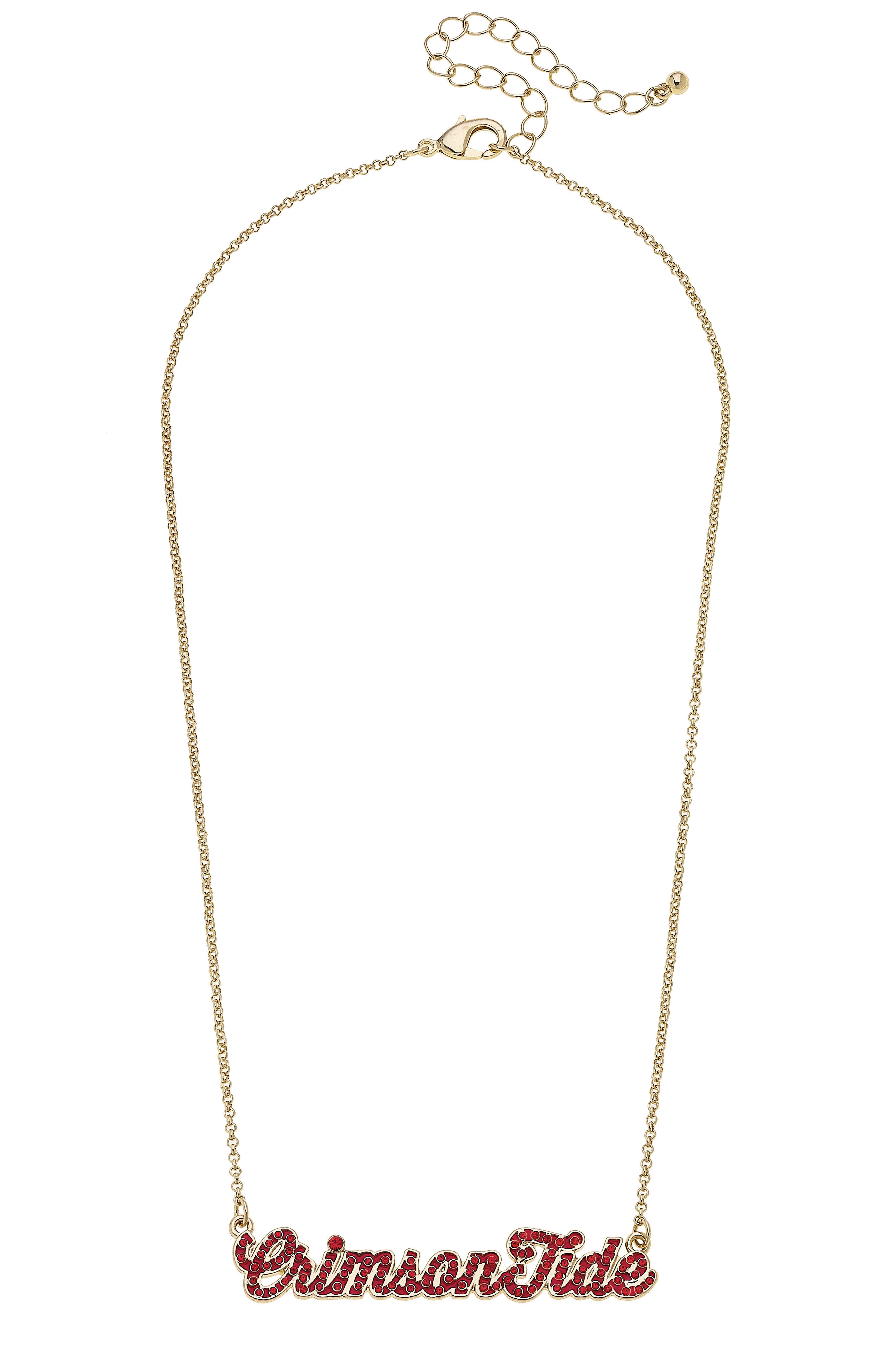 Canvas Style - Wholesale Beaded/Pearl Necklace - Alabama Crimson Tide Pave Autograph Enamel Necklace0