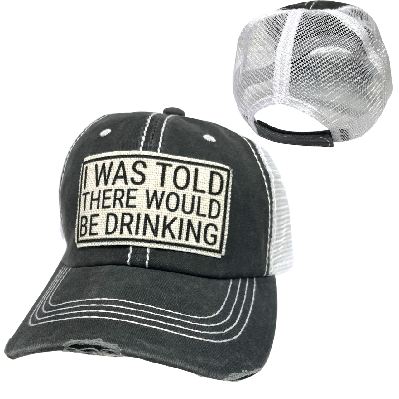 dkhandmade - Wholesale Trucker Hat - Women's - I WAS TOLD DRINKING BALL CAP | UNISEX HAT | DISTRESSED3