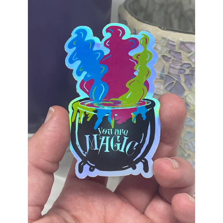 Saturnalia Design Lab - Wholesale Sticker - YOU ARE MAGIC Vinyl Stickers, Holographic Cauldron Sticker for Laptops, Witchy Sticker, Halloween Sticker, Gifts for Grads, Gifts for Teens1