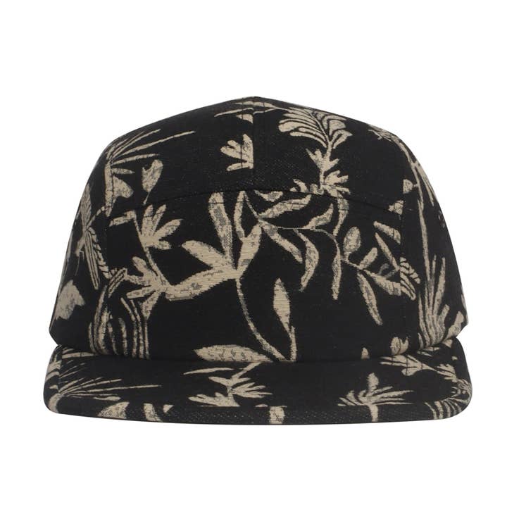 HatPhile Leaf Black Jacquard 5-Panel Hat – Unique Nature-Inspired Design for wholesale by HATPHILE