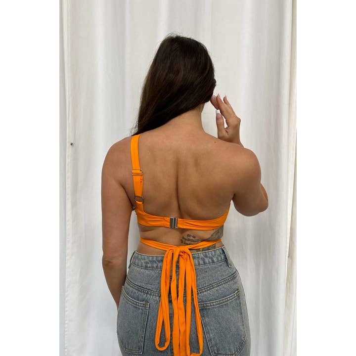 ONE SHOULDER X CROSS STRPAS BRA TOP for wholesale by Salty