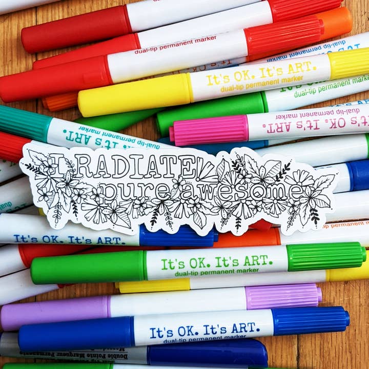 I Radiate Pure Awesome Color Your Own Sticker for wholesale by It's OK. It's ART.