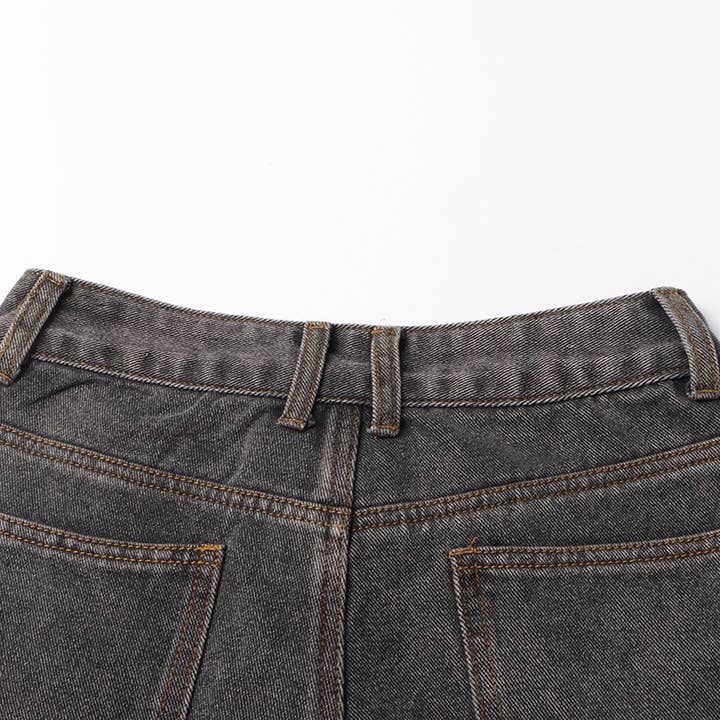 Grigio Jeans invecchiati a vita alta alla moda JP015Y - Stile retrò in vendita all'ingrosso su Faire18