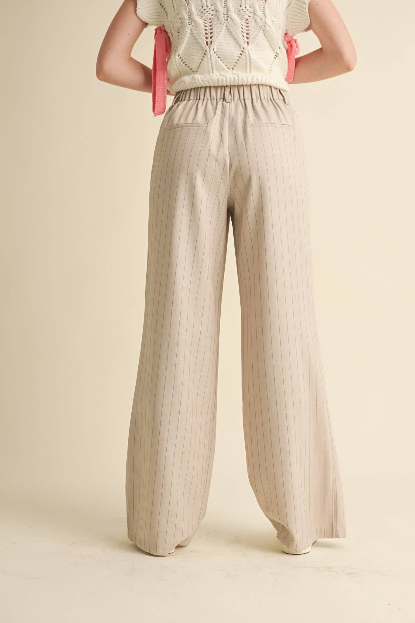&MERCI - Wholesale Pants - Women's - WIDE LEG PINSTRIPE TROUSERS MP34114