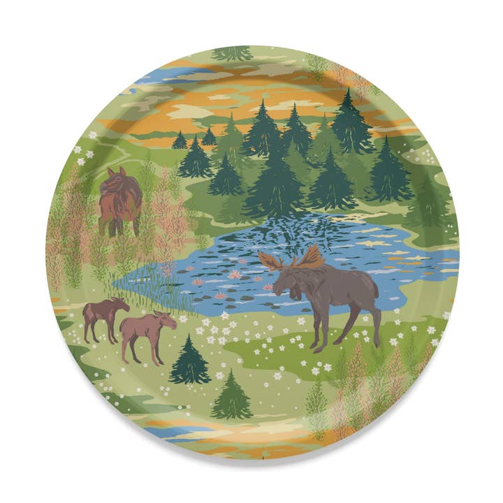 Älgrike Grön Rund Bricka #2 för wholesale av Arvidssons Textil