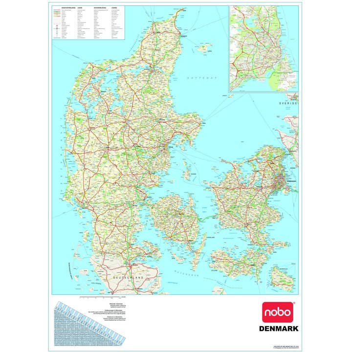 Mapa del Muro Político Danés - Mapa de Dinamarca para venta al por mayor de Map Marketing Limited