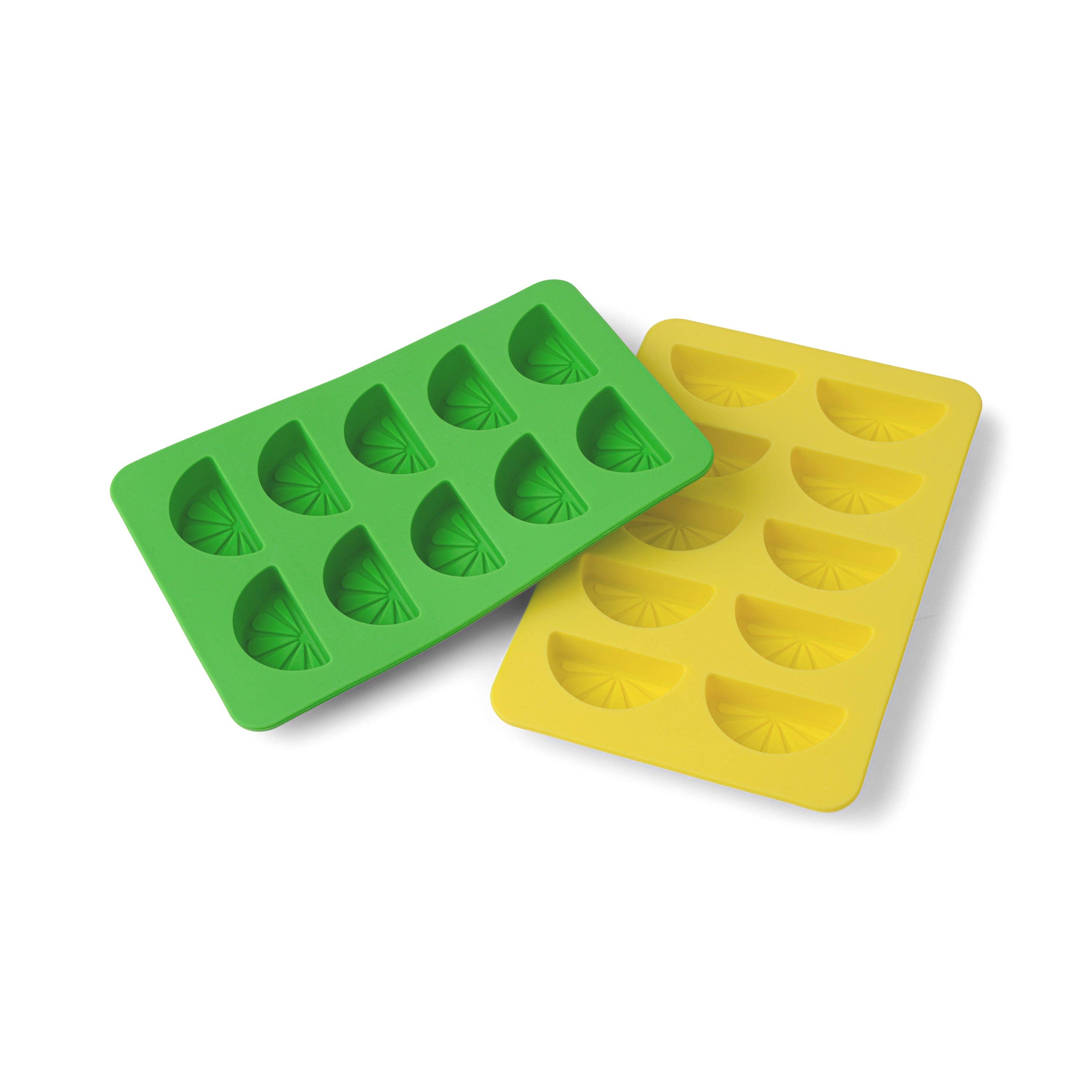 Designworks Collective – wholesale Ice tray/mould – The Dotty Citrus Wedge Ice Trays - Set of 2 - Yellow + Green4
